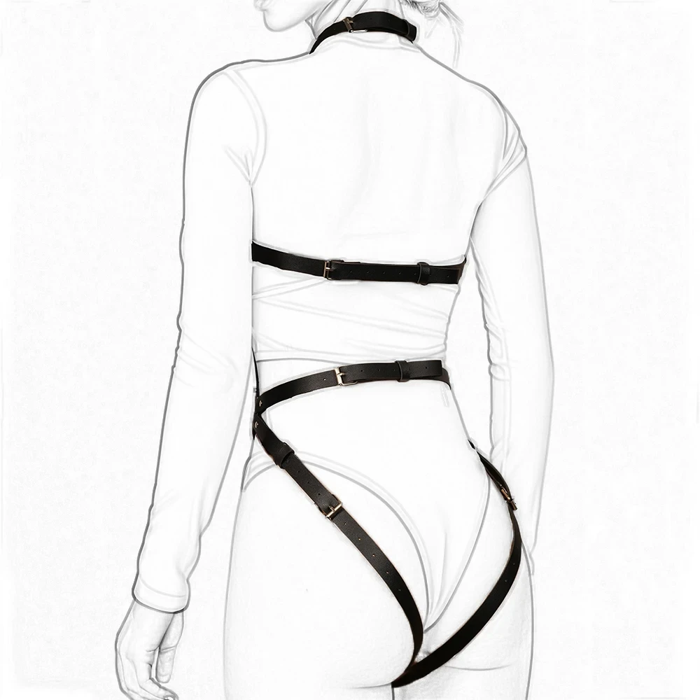 Women Sexy Sex Bondage Body Harness Belt Pu Leather Lingerie Bdsm Thigh Garter Belt Gothic Fetish Clothing Festival Rave Outfit