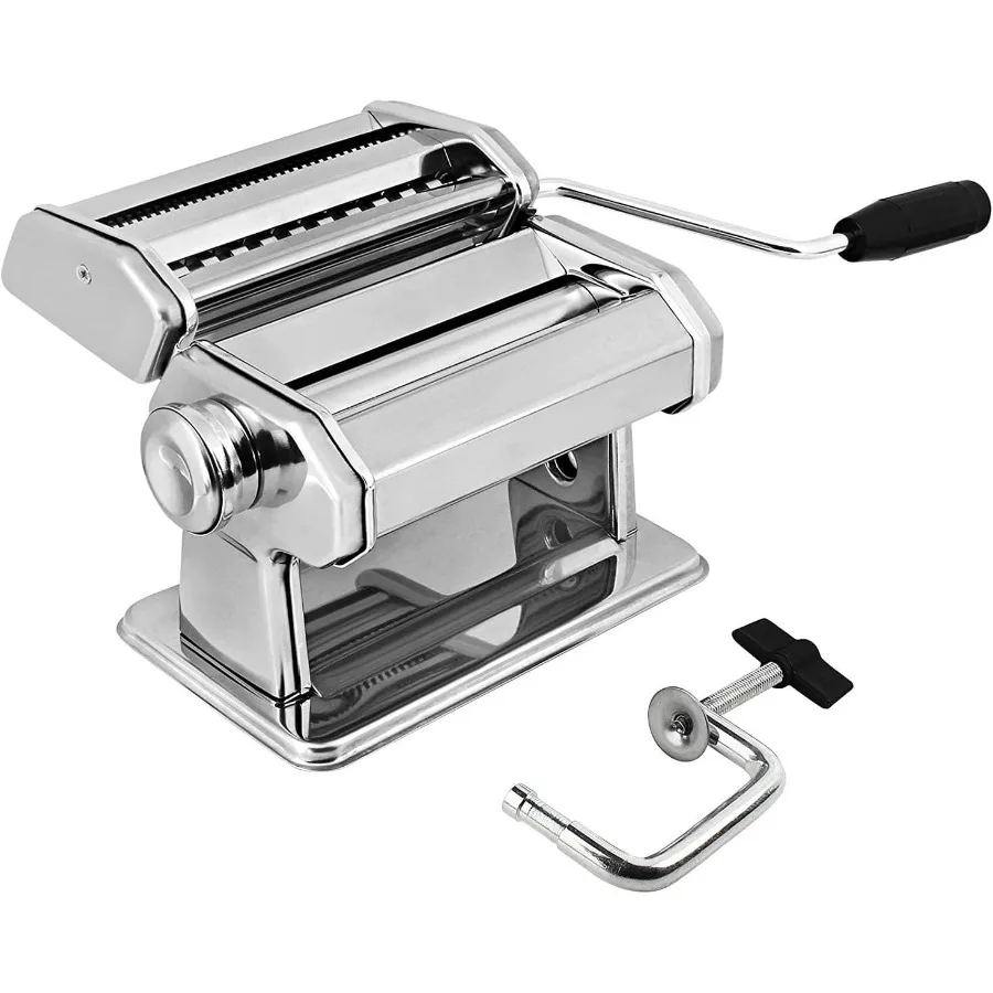 

Manual Pasta Maker Machine with Stainless Steel Construction and Adjustable Thickness Settings for Homemade Spaghetti Fettuccin