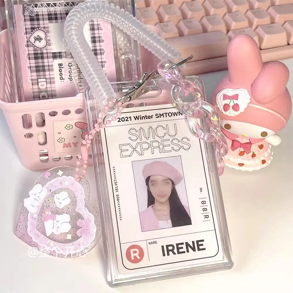 INS Idol Photocard Holder Photo Protector Photocard Albums School Stationery Idol Card Protector With Keychain ID Card Holder