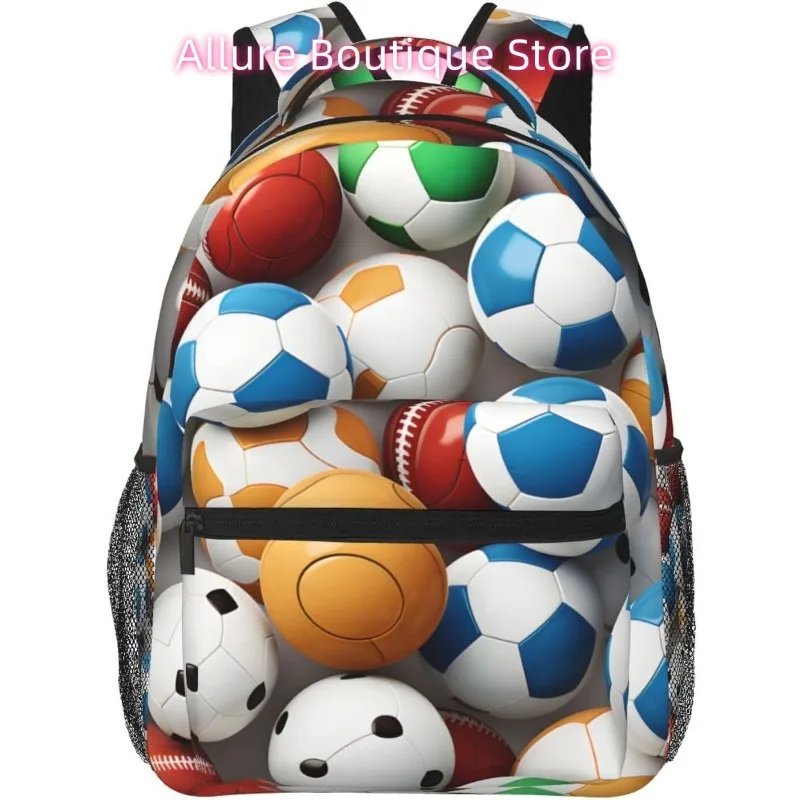 

laptop bag back to school Cartoon Soccer Balls Lightweight Laptop Backpack Lightweight Multipurpose Travel Casual Daypack Unisex
