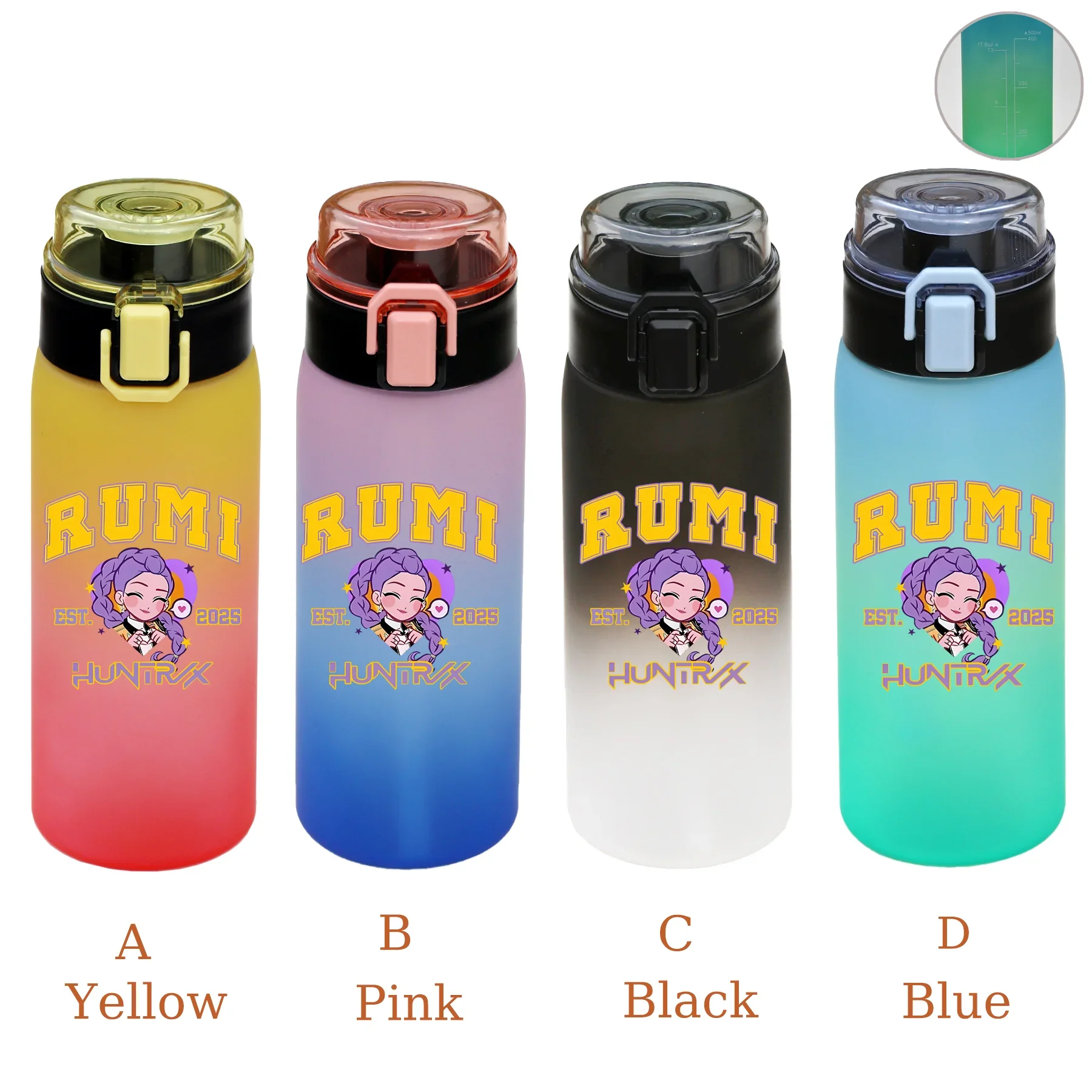 500 مللي KPop شيطان الصيادين كوب ماء رومي ميرا زوي أنيمي غطاء الوجه شرب زجاجة غلاية السفر في الهواء الطلق المحمولة رياضة اللياقة البدنية أباريق