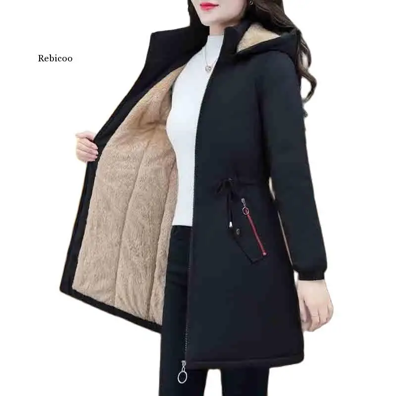 

Women Long Parka Winter New Large Size Long Jackets Womens Hooded Thick Cotton Coat warm Loose Casual Coat Pockets