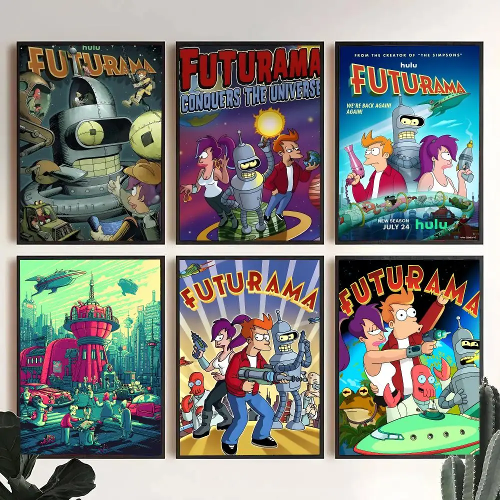 Cartoon F-Futurama B-Bender Anime Poster Decorative Wall Art Stickers Mural For Home Living Room Hallway Decor Gift