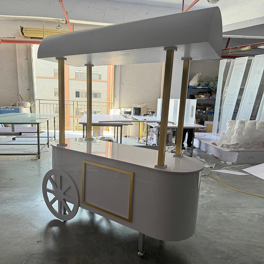 PVC Acrylic Candy Dessert Car on Wheels, Party Festival Celebration Leisure Event Background Wedding