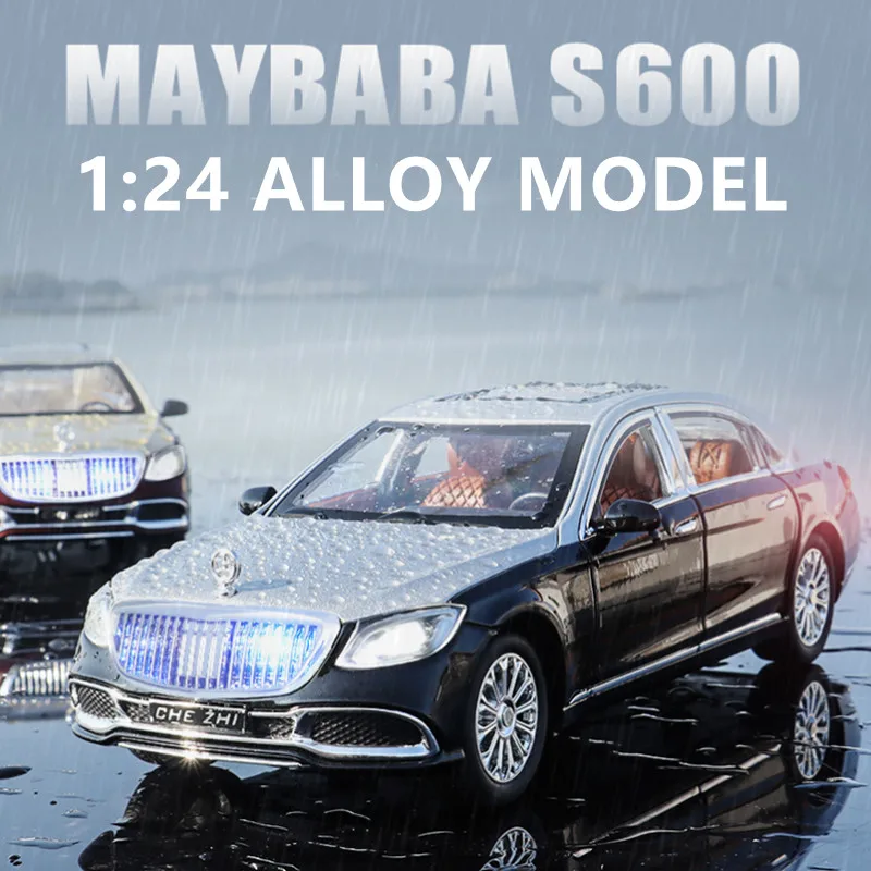 مايباخ S600 نموذج سيارة ديكاست معدني ، سيارات محاكاة عالية ، 6 أبواب يمكن فتحها ، هدية ألعاب ، جديد ، 1:24