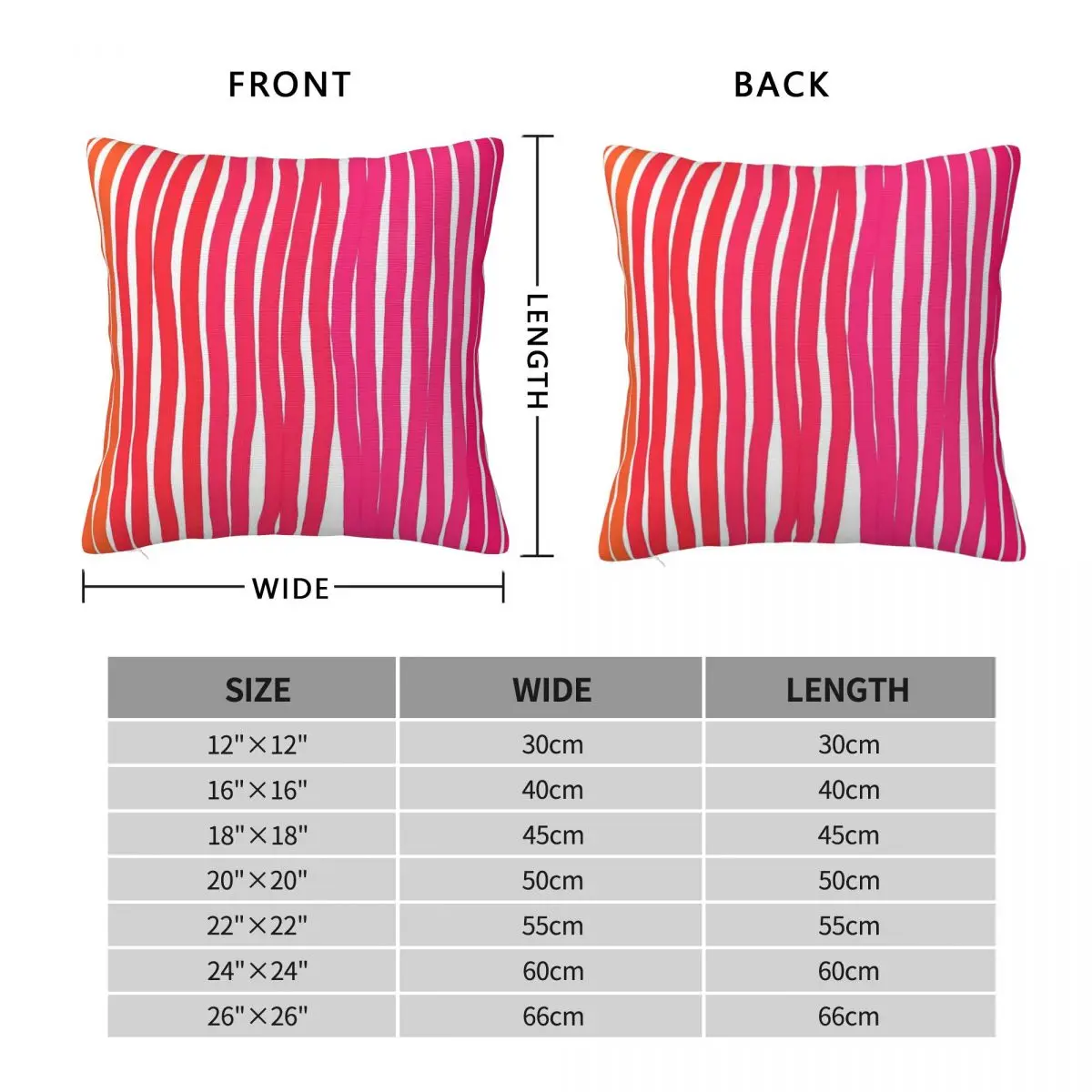 Hot Pink Orange Bold Lines Square Pillowcase Polyester Linen Velvet Creative Zip Decorative Home Cushion Case 45x45