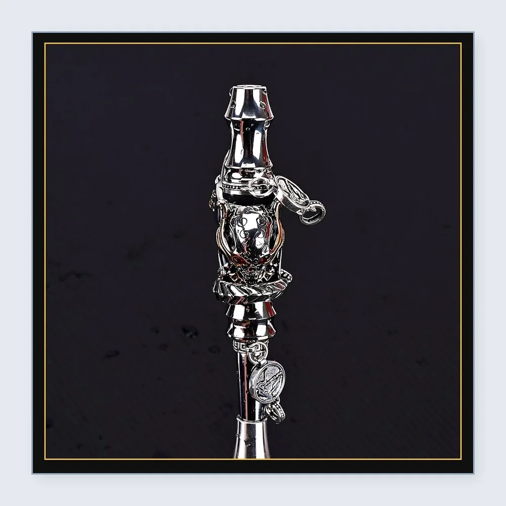 Wolfcoolvape Titanium Double Water Pipe Holder - 3-Sided Carved Hookah Accessories for a Unique Smoking Experience