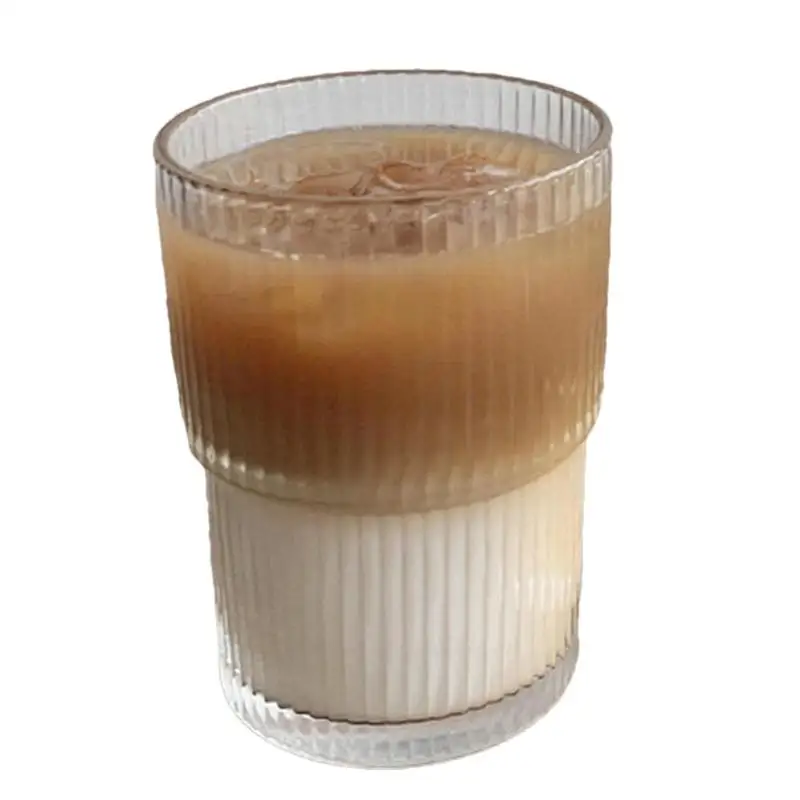 Ribbed Drinking Cups 320ml Ribbed Vintage Glass Cups Ripple Glassware for Cocktail Whiskey Juice Coffee Bar Accessories Water