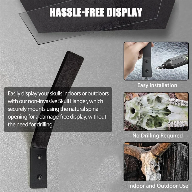 ヨーロピアンマウントスカルハンガー、鹿の頭、バッファロー、プロングホーン、クマ、その他の頭蓋骨用の大型ユーロマウント鹿の頭蓋骨ハンガー