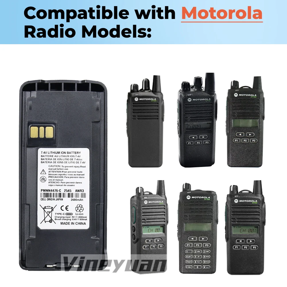 Тип-C USB PMNN4476A Батарея для рации для Motorola CP1200 CP1300 CP1600 EP350 CP185 Батарея для радио с зажимом для ремня