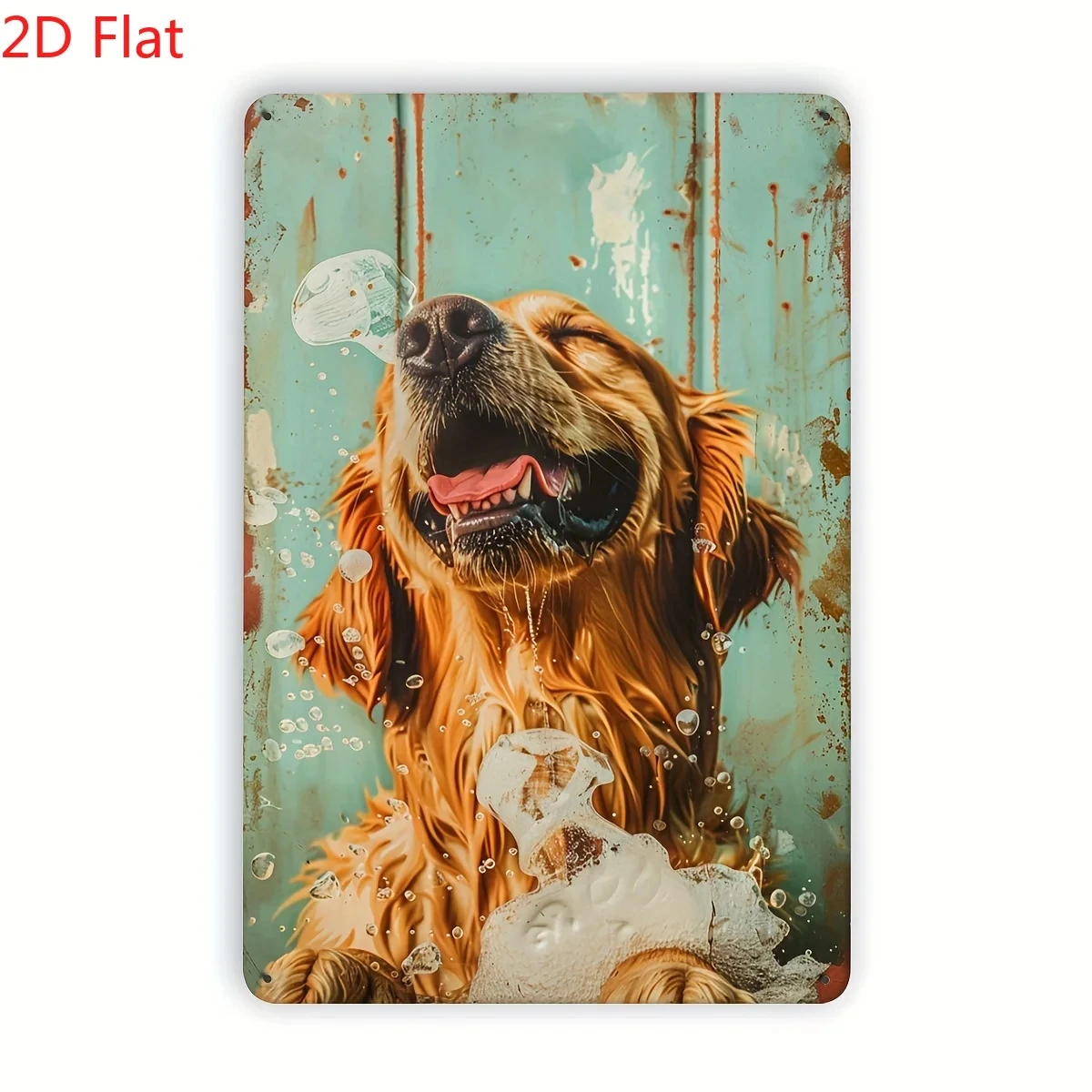 Vintage Dog Soaking Metal Sign - Durable Iron Wall Decor for Homes, Bars, Cafes, Garages, and Gardens, Easy to Hang, 8x12inch