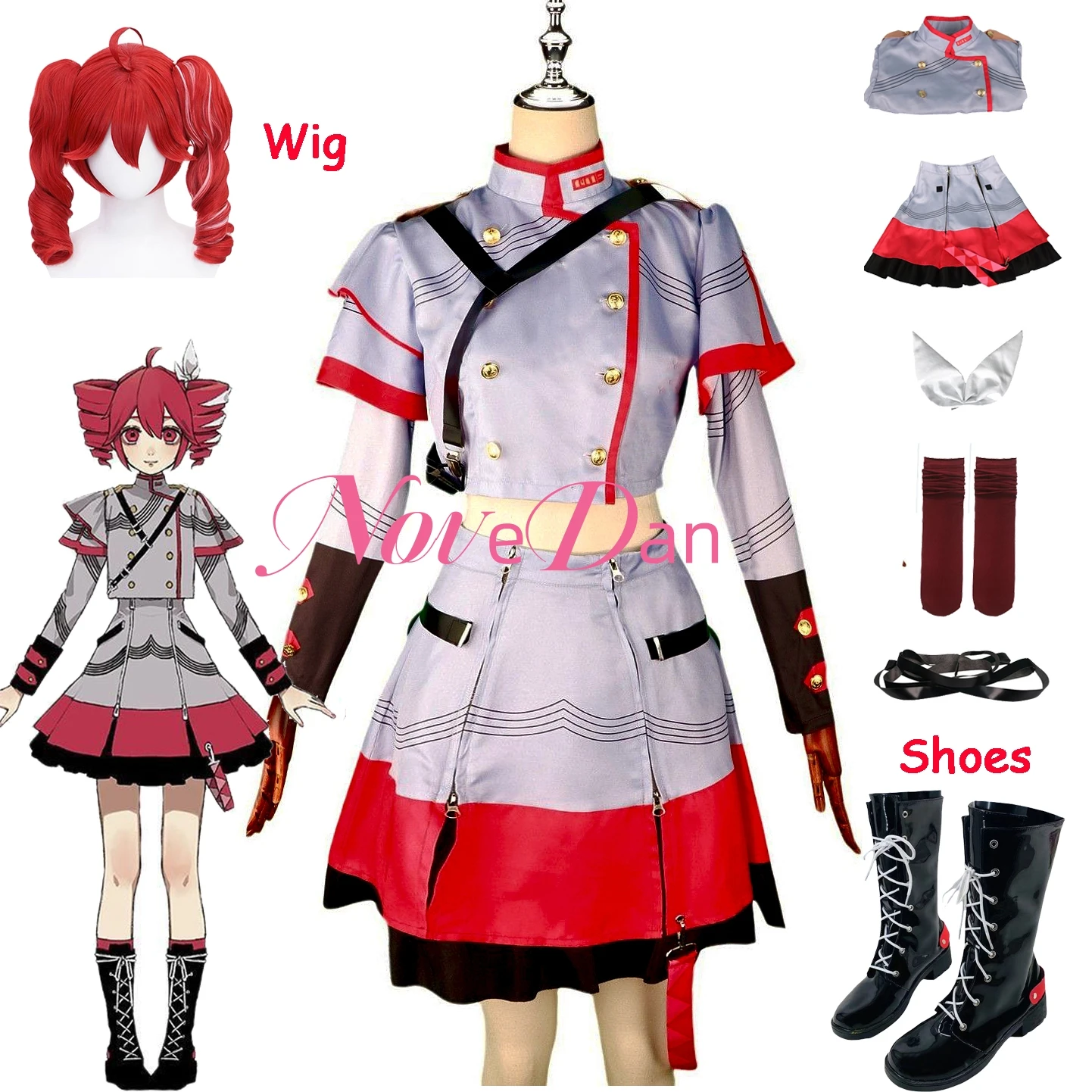 

Kasane Teto Cosplay Outfit Wig Anime UTAU Synthesizer V Virtual Singer Miku Cosplay Costume Shoes Lolita Dress Uniform Halloween