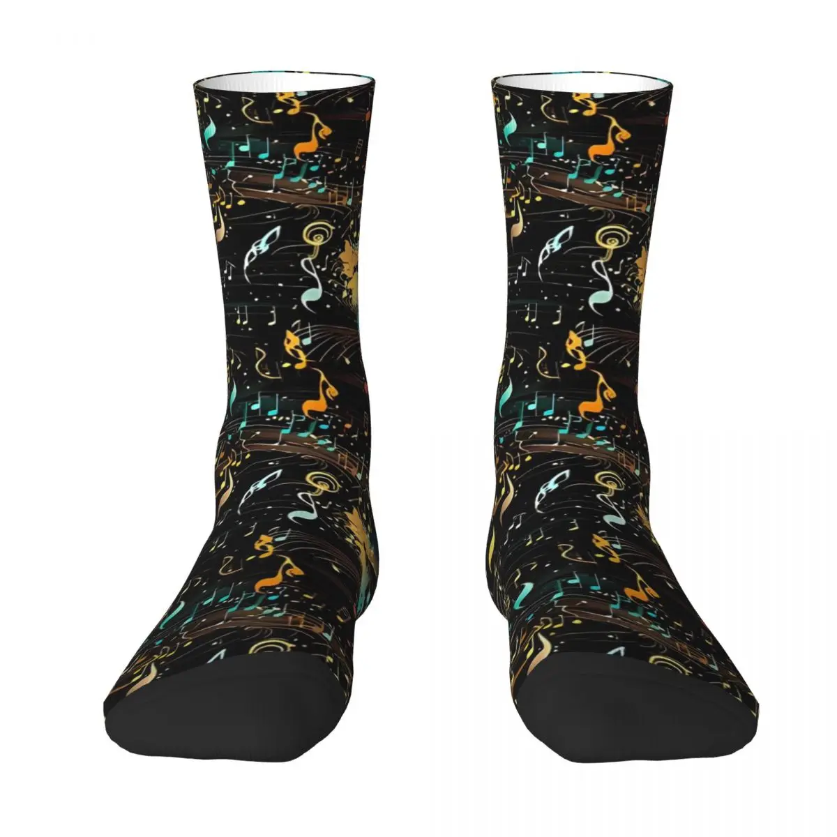 Medias con notas musicales abstractas, calcetines gráficos Harajuku, calcetines antideslizantes de primavera para adultos y hombres, calcetines suaves deportivos para correr