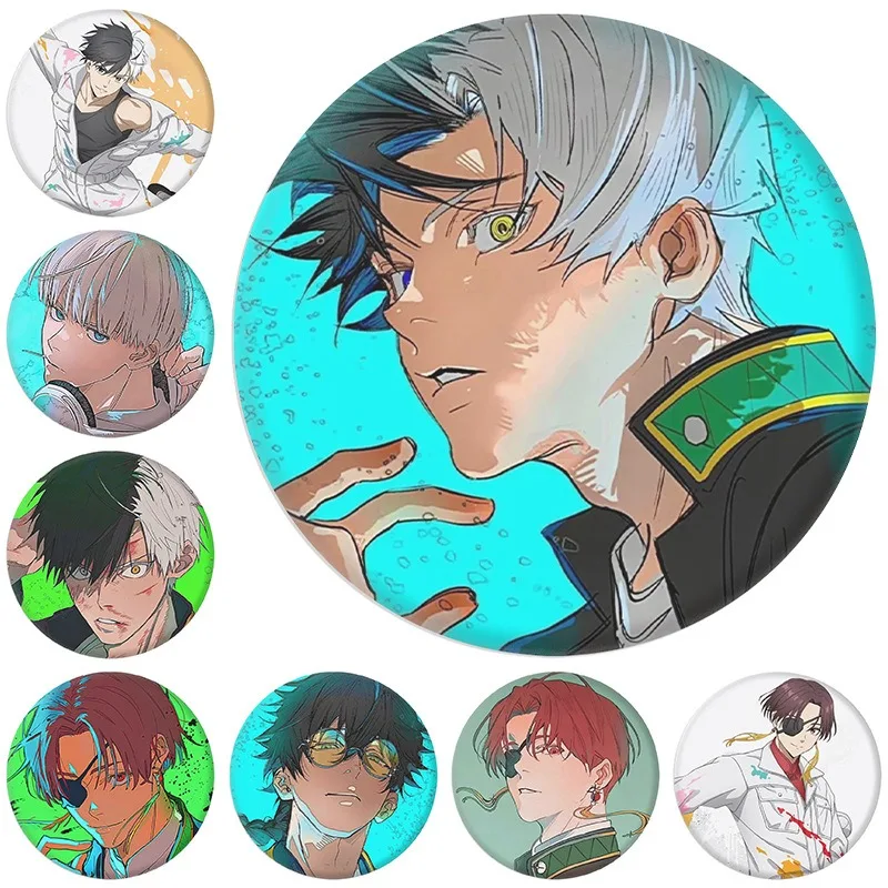 58MM Anime Wind Breaker Pins Round Badge DIY Custom Cartoon Figure Brooch Pin for Women Men Jewelry Collection Gifts Decorative