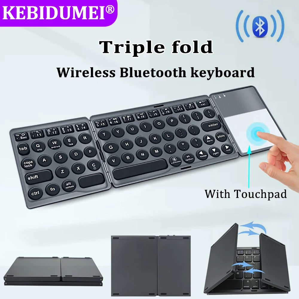 Foldable Bluetooth Keyboard With Touchpad Mini Wireless Keyboard Rechargable Keyboard For Tablet Notebook IOS Android Windows