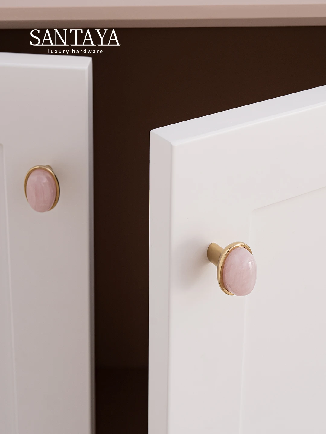 Santaya Solid Brass Handles Natural Stone Crystal Kitchen Cabinet Handle Bedroom Wardrobe Dresser Drawer Knob Colorful Handle