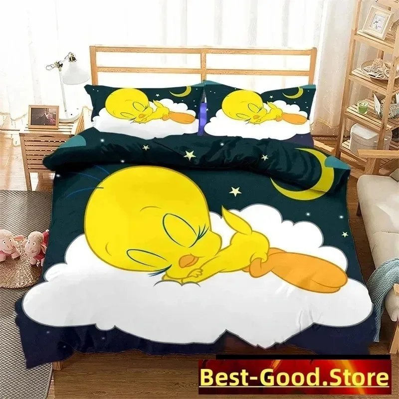 3d impressão moda dos desenhos animados tweetys pássaro conjunto de cama meninos meninas gêmeo rainha king size capa edredão fronha cama meninos adulto quarto