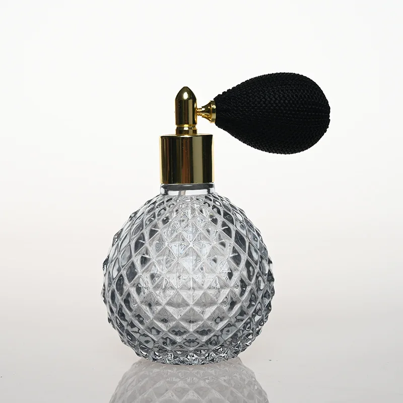 

100ml Glass Spray Bitter Dropper Bottle Crystal Art Vintage Style Refillable Perfume Atomizer Long Tassel Spray With Air Bag