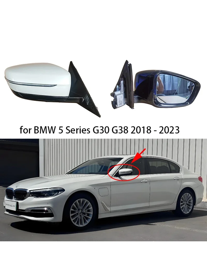 Automatisch beheizbarer, links oder rechts montierbarer, mit Totwinkelüberwachung und automatischer Abblendfunktion ausgestatteter Rückspiegel mit 5/9-Pin-Anschluss für BMW 5er G30 G38 2018-2023