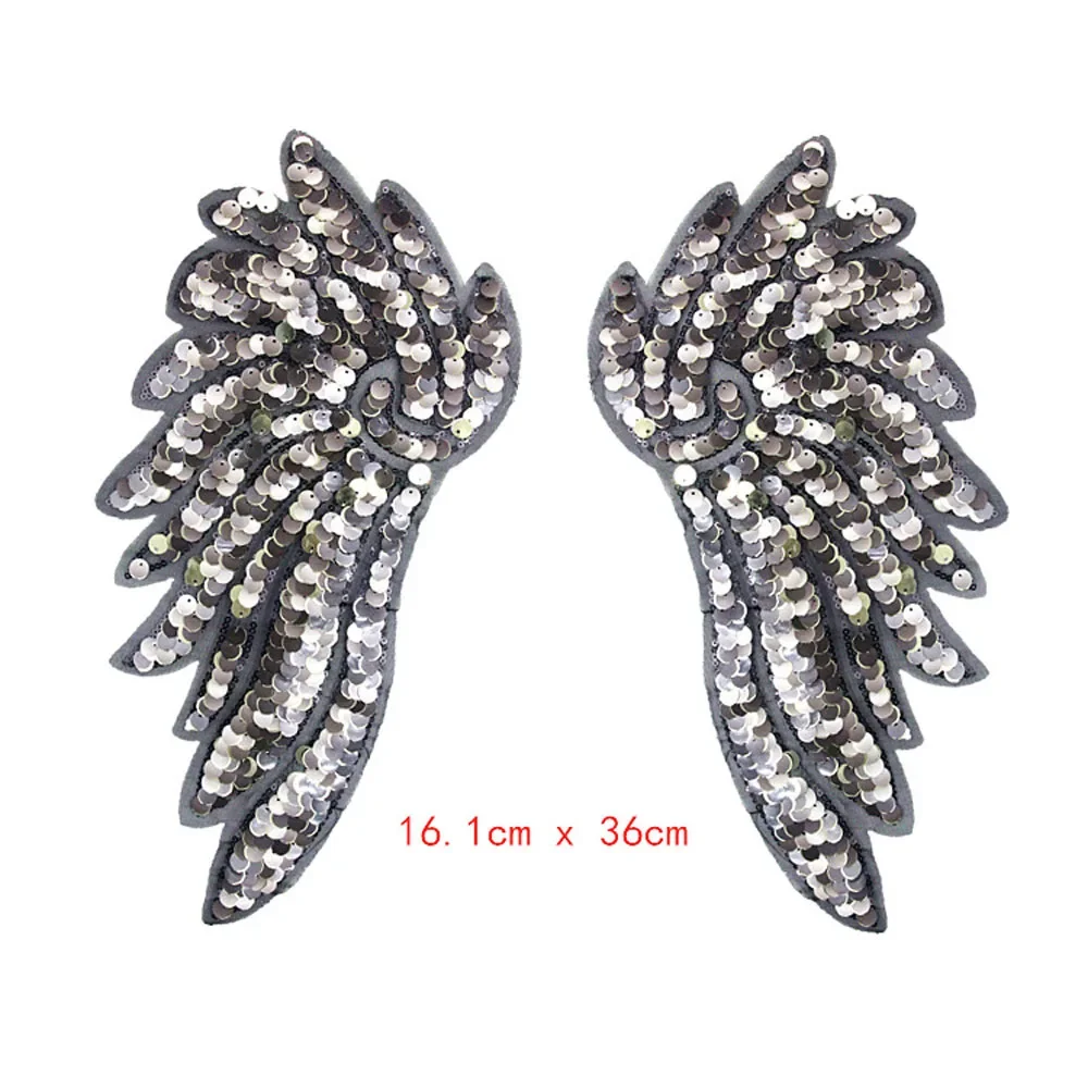 1 Pairs Sequins Paillette Wings Patches Cap Iron On Embroidered Appliques DIY Apparel Accessories Patch Clothing Fabric Badges