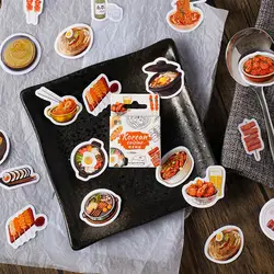 46pcs Creative Retro Korean Cuisine Collage with Rich Patterns Student DIY Stationery,Diaries,Mobile Phones,Decoration Stickers