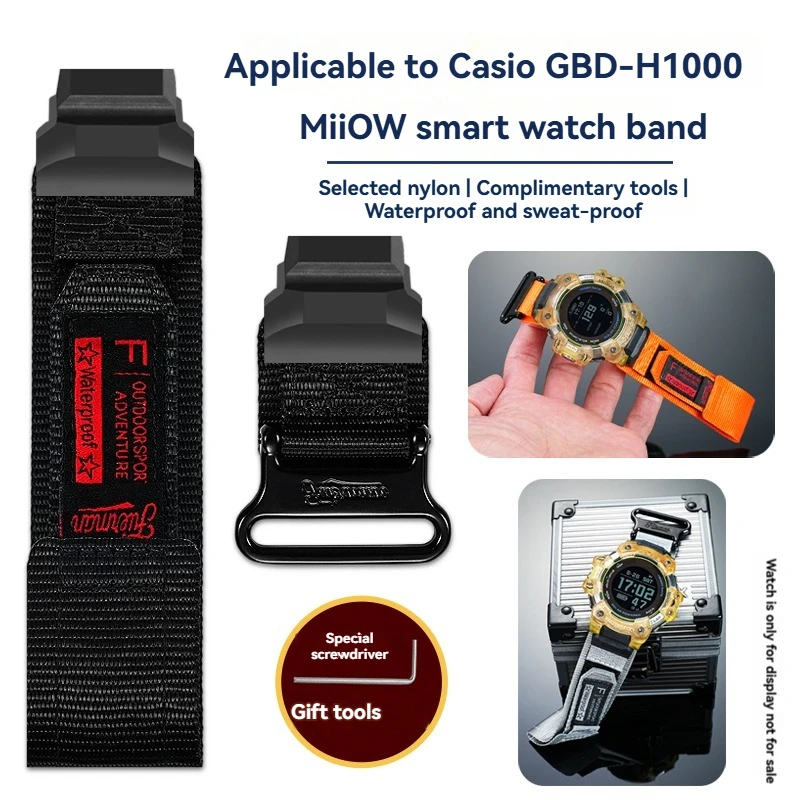 

Для CASIO G-SHOCK GBD-H1000 3475, ремешок для умных цифровых часов, водонепроницаемый нейлоновый спортивный ремешок для замены холста для походов на открытом воздухе