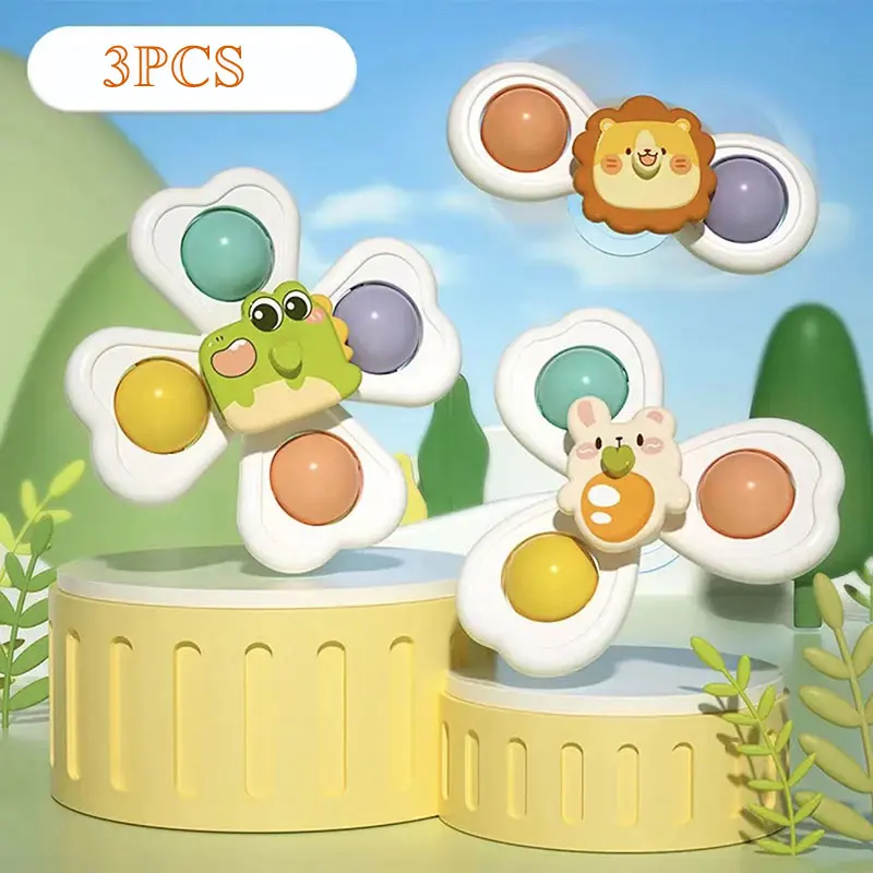 3PCS Suction Cup Baby Bath Funny Game Spinner Toy Educational Toys For Children Girls Boys Infant Sensory Shower Gift