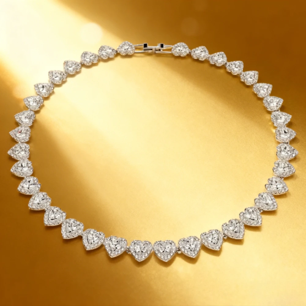 

Модные украшения, инкрустированные цирконом в форме сердца в форме цепочки, это вечная декларация многослойного звездного света.