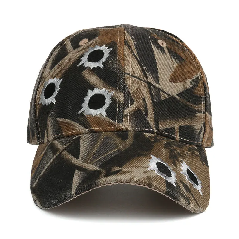 Spring and summer new camouflage bullet hole embroidered outdoor sun-shading baseball cap