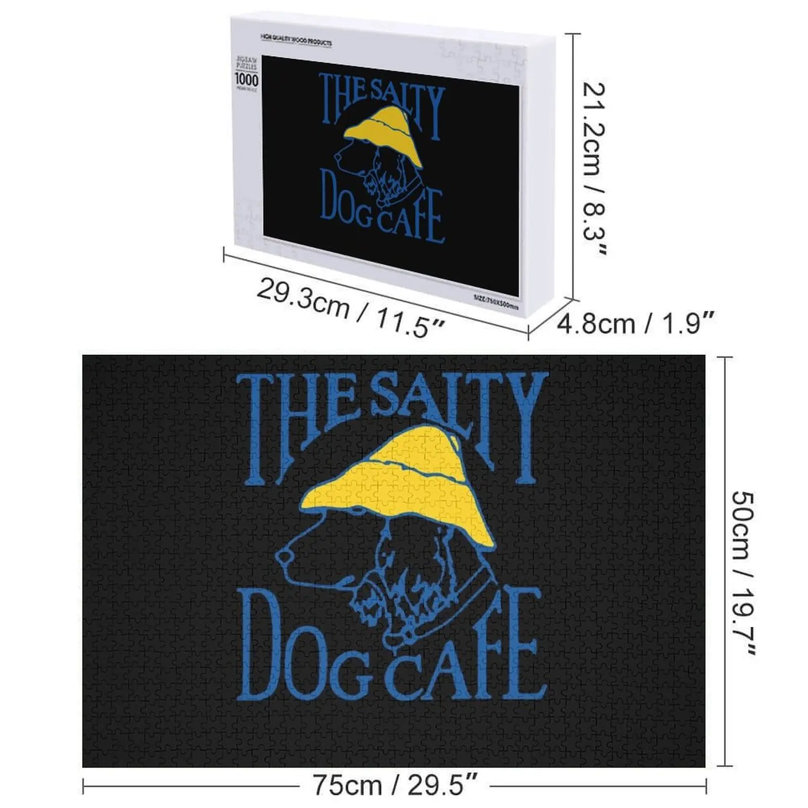 Cão salgado clássico camiseta quebra-cabeça nome brinquedo de madeira caixas de madeira quebra-cabeça personalizado