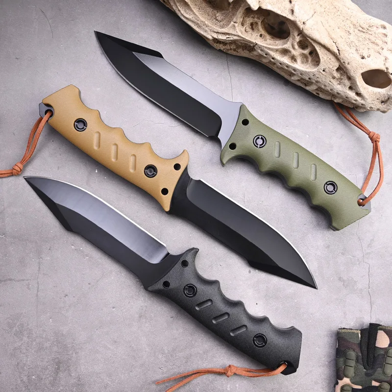 

Tactical Knives Portable K-Sheath Outdoor Camping Knife High Hardness 9CR18 Stainless Steel Blade, Anti-Slip Handle Hand Tools