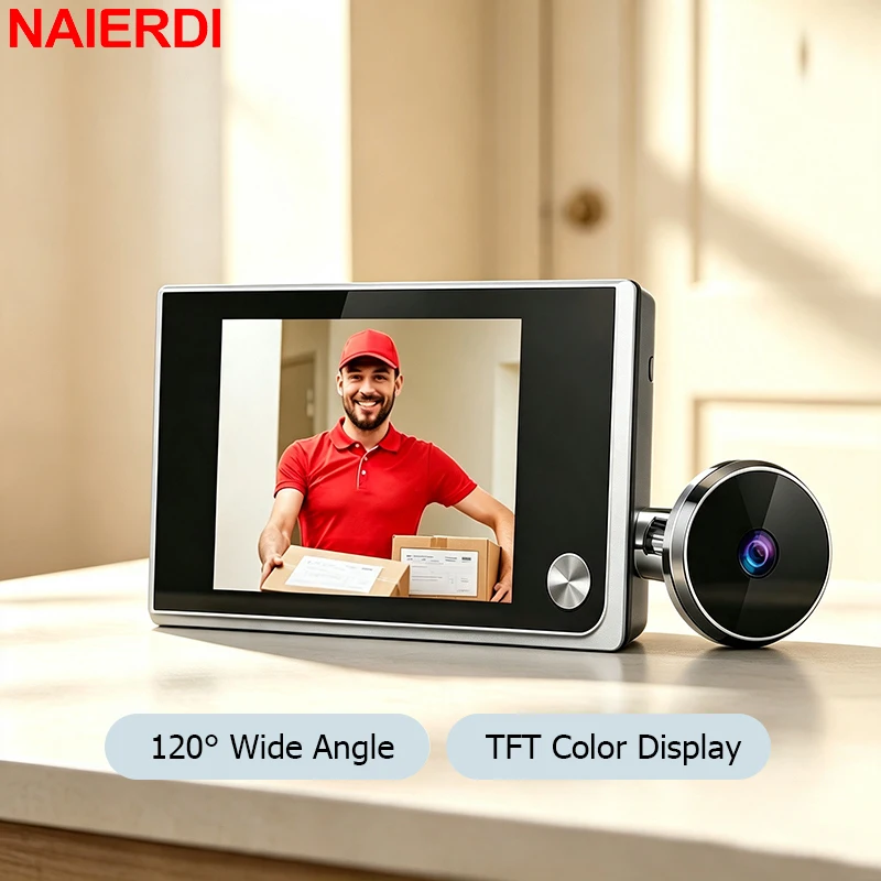 Caméra numérique de visiophone NAIERDI 3,5 pouces, sonnette électronique, écran HD grand angle 120 degrés, système de sécurité domestique