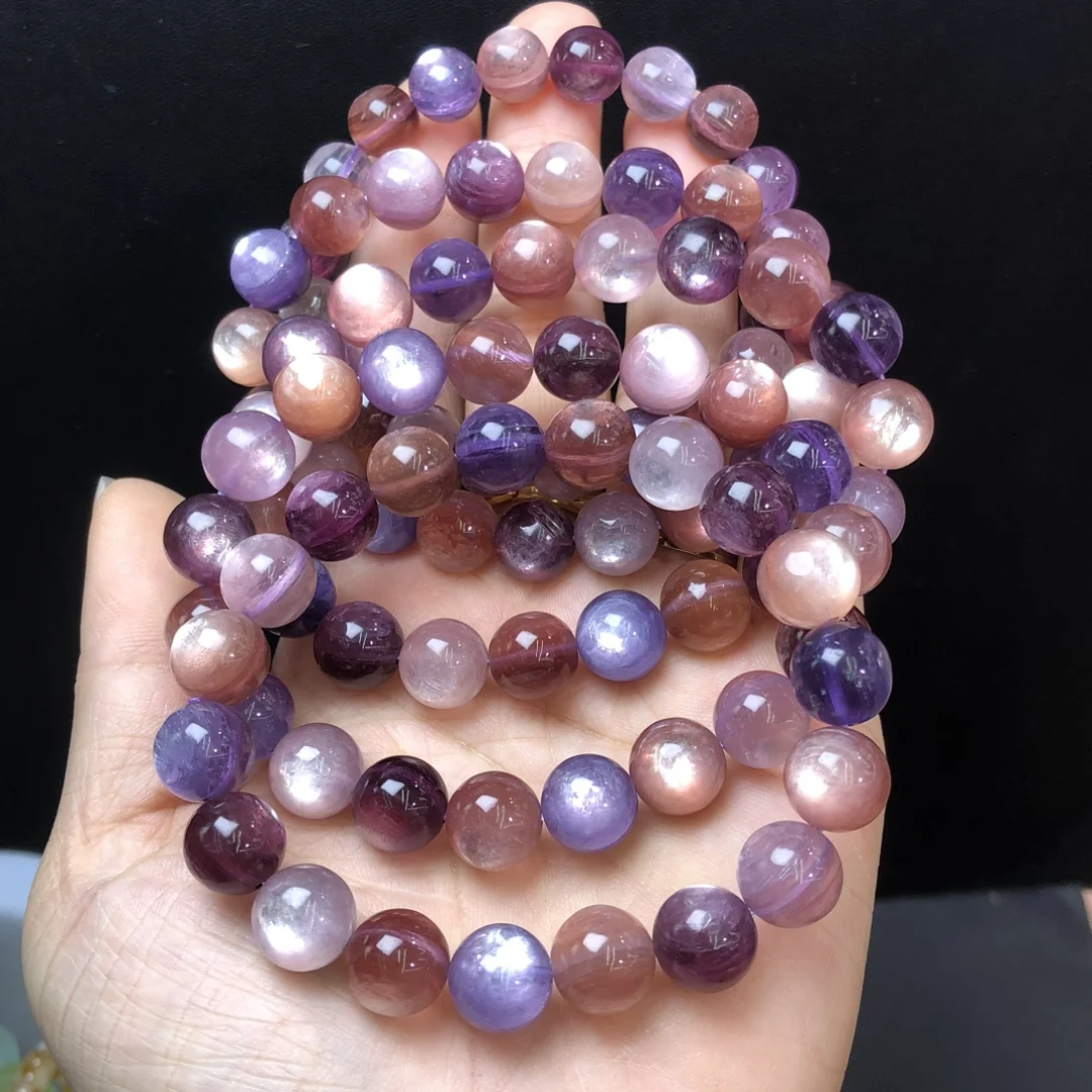 

1 Pc Fengbaowu Natural Colorful Mica Phlogopite Lepidolite Bracelet Round Beads Crystal Reiki Healing Stone Fashion Jewelry Gift