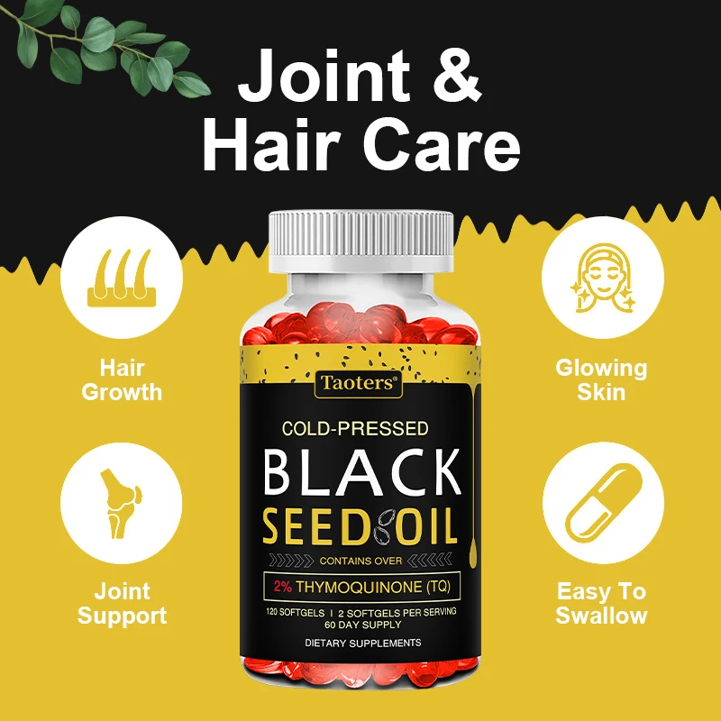 Black Seed Oil Capsules - High Potency, Cold Pressed Nigella Sativa Support Digestive Health, Immune Support & Brain Function