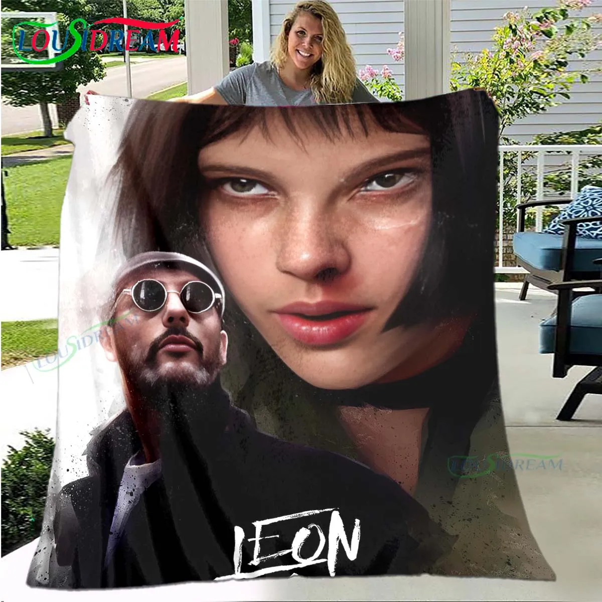 

Hot Famous Movies Leon Jean Pattern Blanket Flannel Thin Blanket Portable Home Travel Office Lunch Break Blanket Birthday Gift