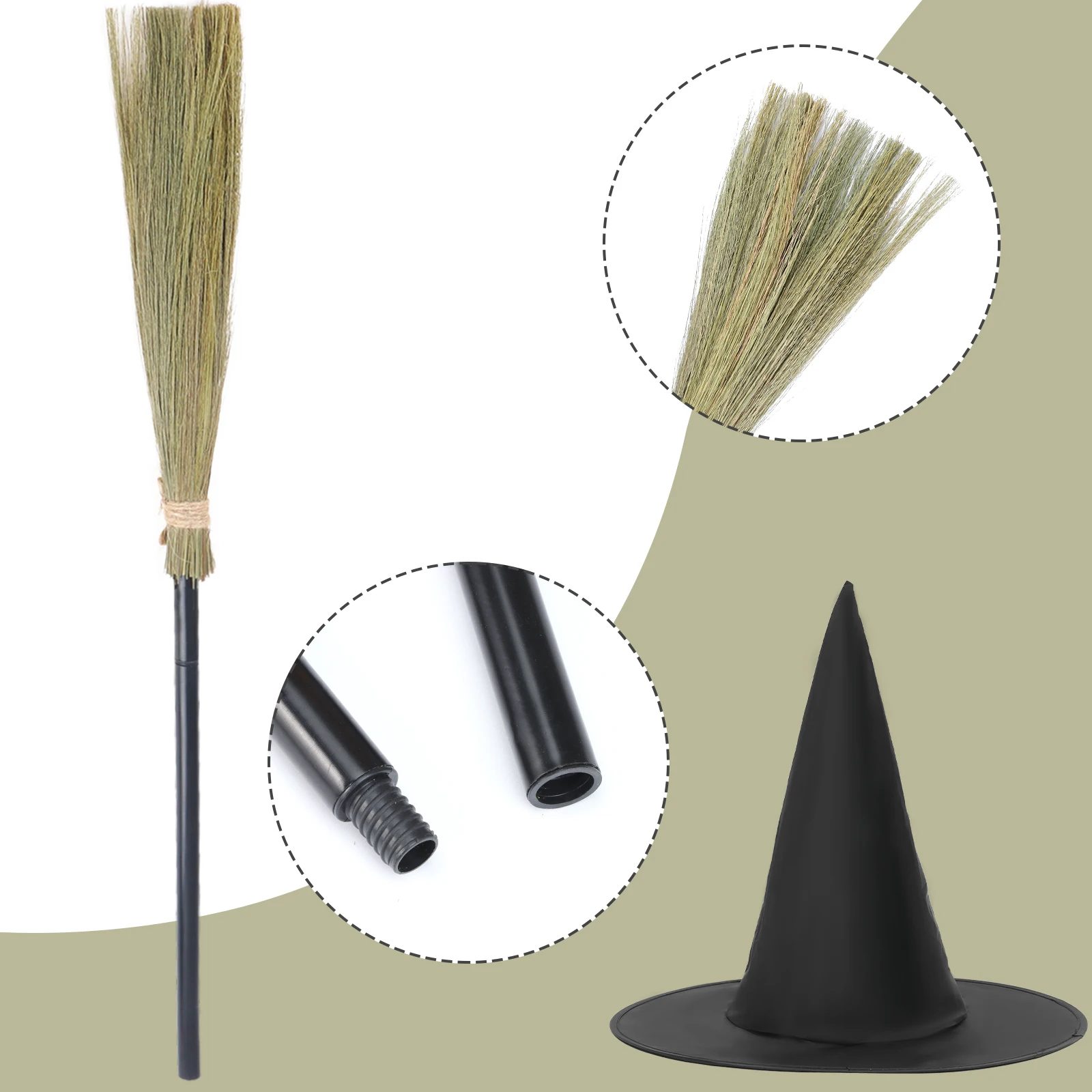 Halloween Witch Broom Plastic Witch Broomstick Broom Props Witch Broom