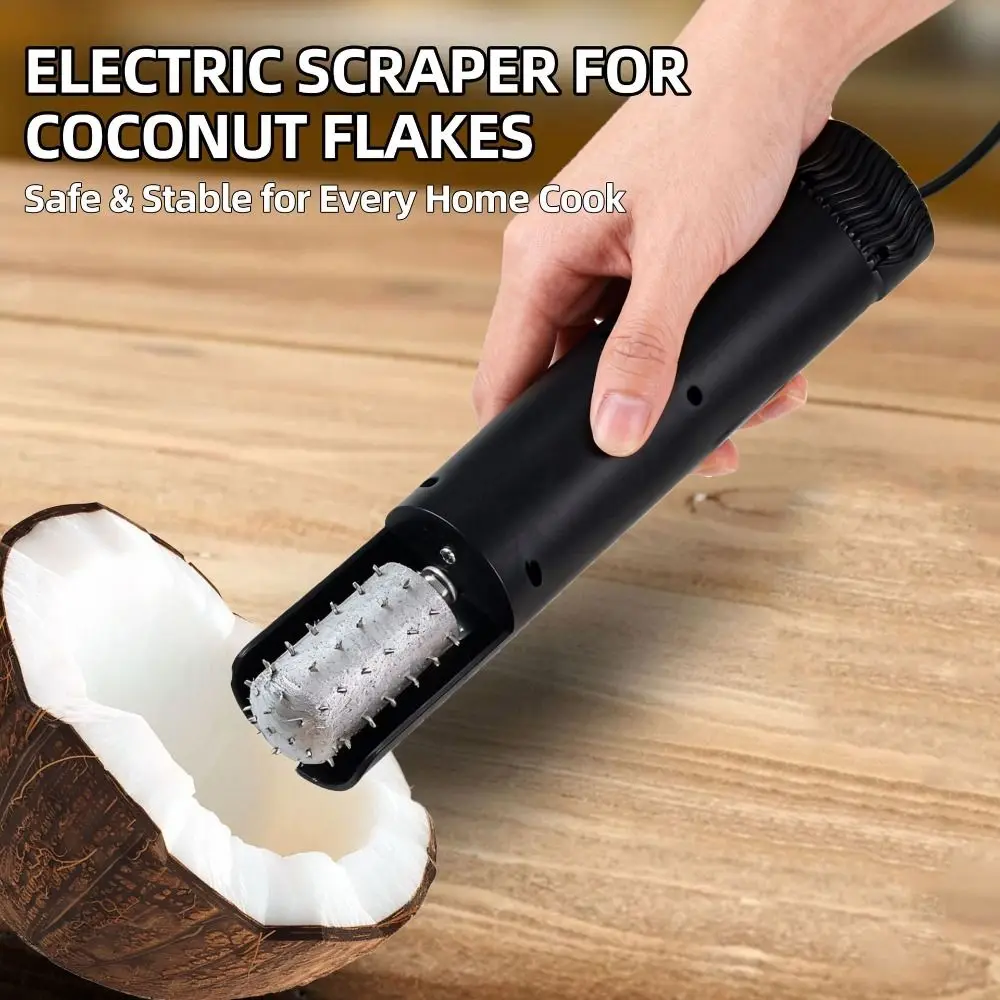 Anti-Splash Electric Coconut Meat Grater Rotating Safe Coconut Scraper Efficient Handheld Kitchen Coconut Shredder Household