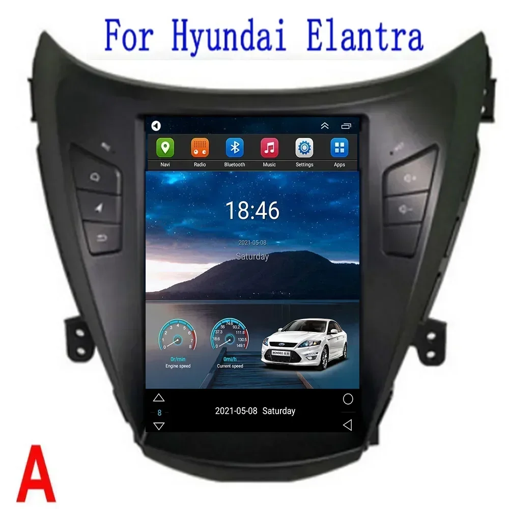 Tesla Car Radio For Hyundai Elantra 2011 - 2013 2014 - 2016 Vertical Screen Navigator GPS Android Stereo Receiver 2 Din Camera