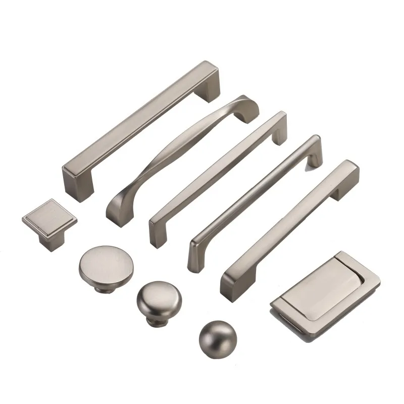 Brushed Matt Silver Cabinet Handle Minimalist New Chinese Style Kitchen Drawer Pull