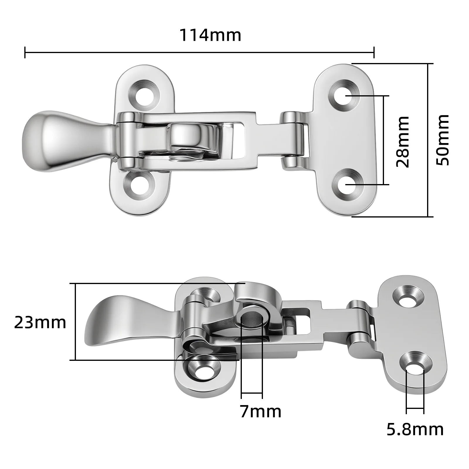 Cerradura de cubierta de barco de acero inoxidable de grado marino, accesorio de grillete para armario, pestillo antirruído, abrazadera de sujeción