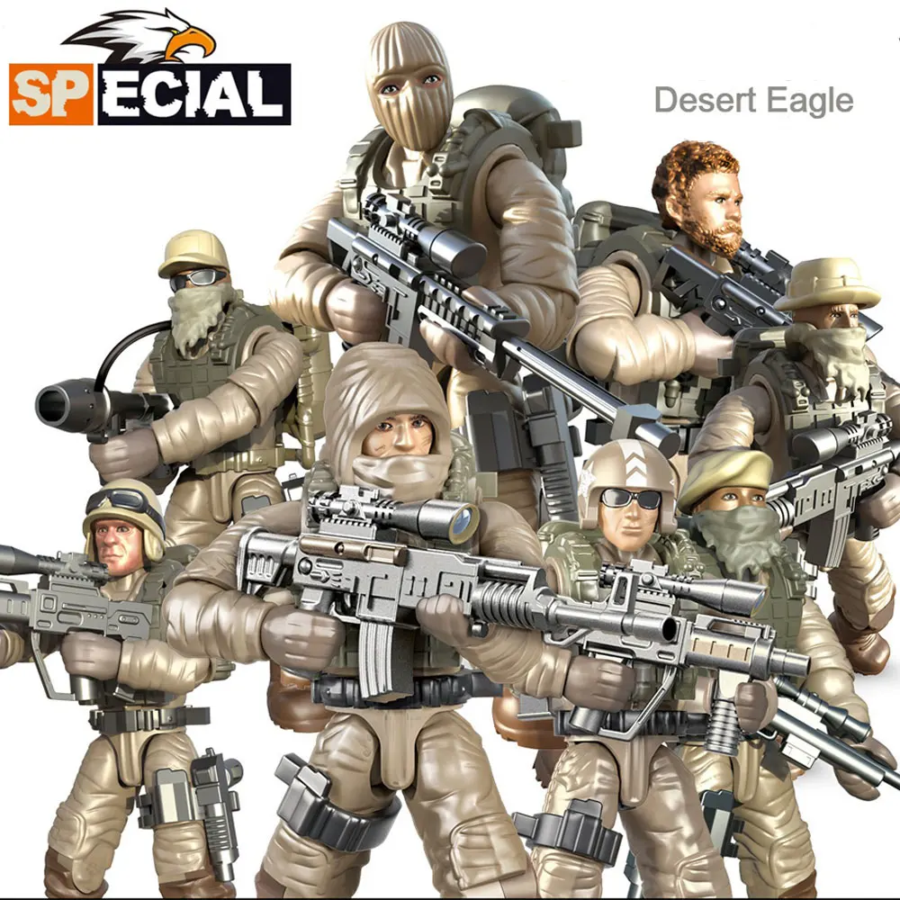 

4pcs WW2 Eagle Special Forces Military Action Figures Soldiers SWAT Model Building Blocks Bricks Boy's Toys Boys Action Figure