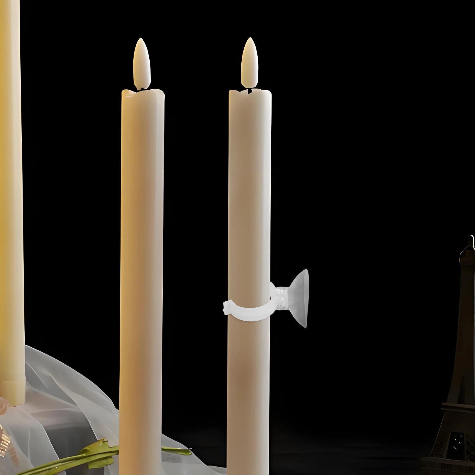 

6pcs Electric Hooks Flameless Led Lantern Hanging Brackets Wall Mounted Candlestick Space Saving Plastic Design
