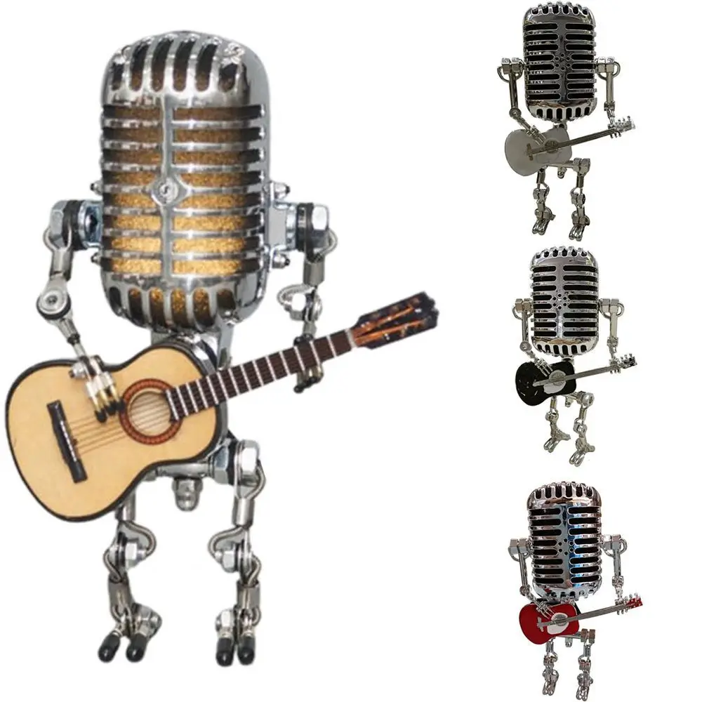 Model USB Retro Wrought iron Robot Desk lamp Decorations Microphone for playing guitar