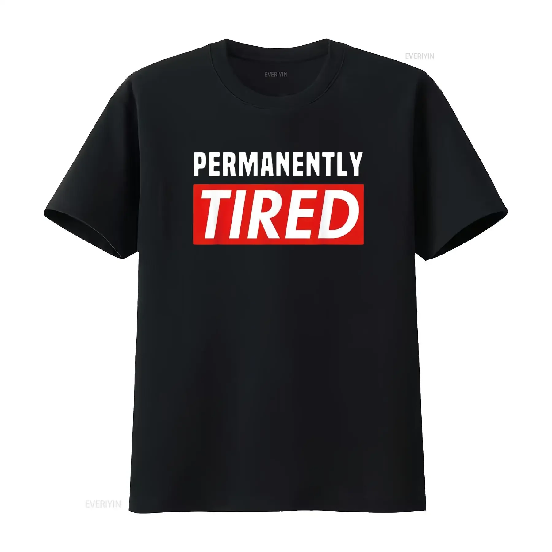 Mens Permanently Tired Funny Exhausted Parent T Shirt Black 2XL vintage Washed Stylish Versatile Unisex Soft