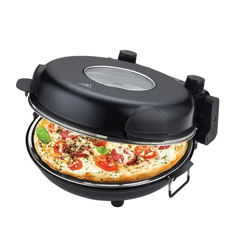Portable 12-inch metal case electric pizza oven for home, outdoor and hotel use