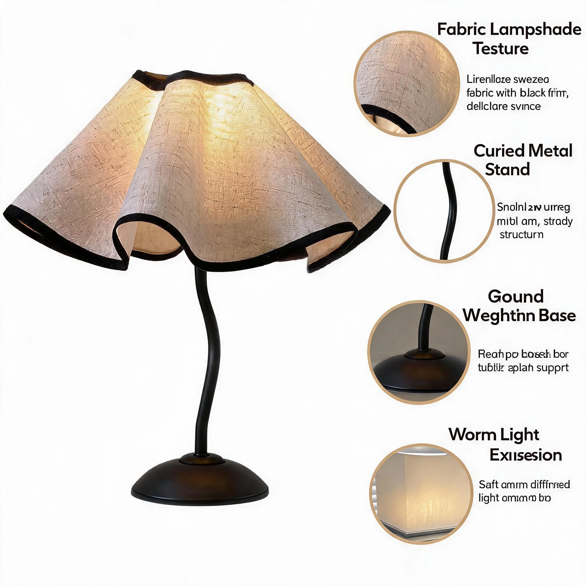 Ron & Wavy Fabric Rechargeable LED Table Lamp Soft Bedroom Light for Furniture Makers, Cafe Suppliers & Dropshipping Wholesalers