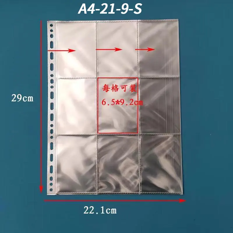 50 pz A4 21 Anelli Raccoglitore Maniche Trasparente Album Carte Interne Ricarica File Rapporti Collezione di Carte di Stoccaggio Organizzatore Stazionario
