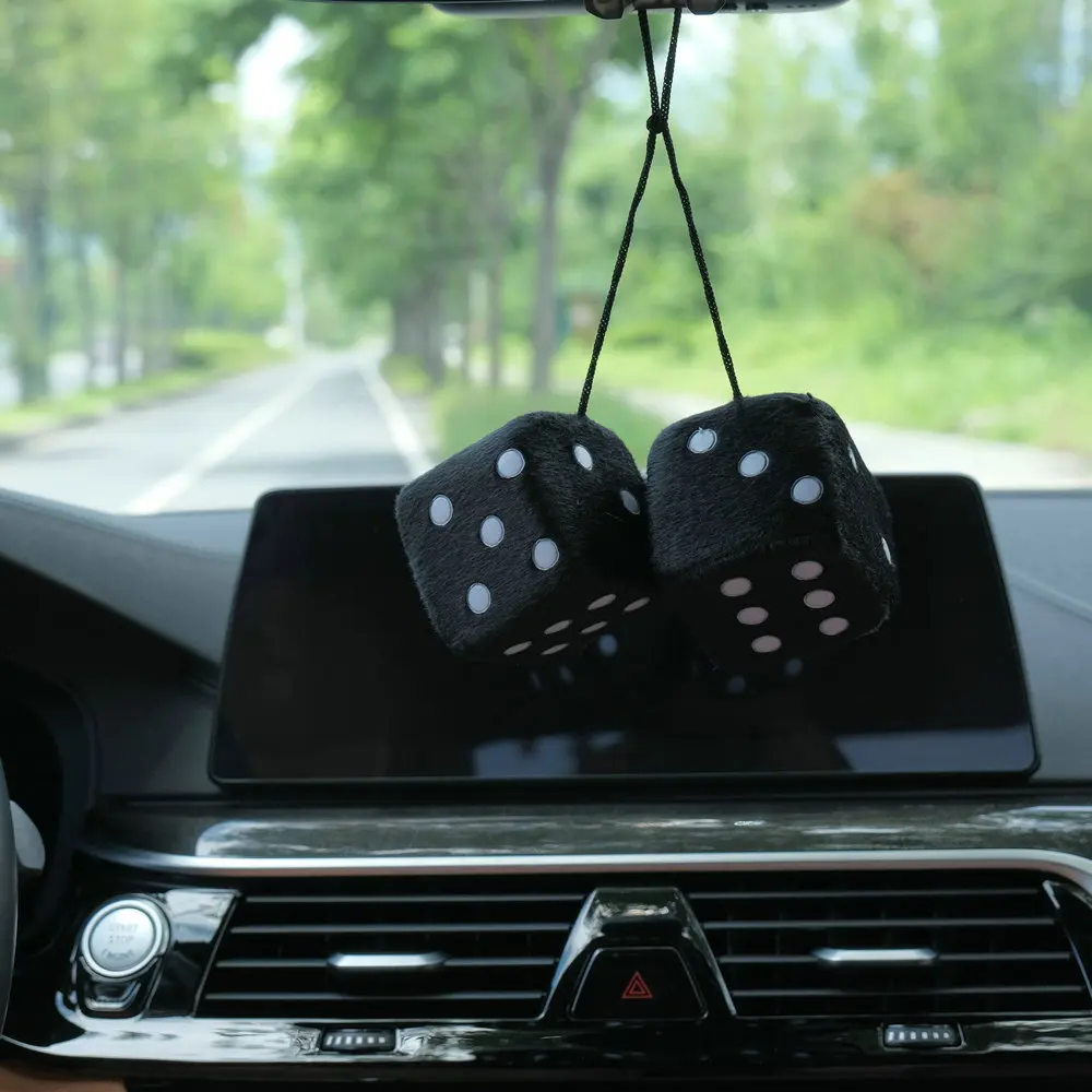 10pcs Funny Dices Plush Toys Car Bed Hanging Toy with Suction Cup Kids Stress Relief Squeeze Toy Multicolor Velvet Dice Pendant