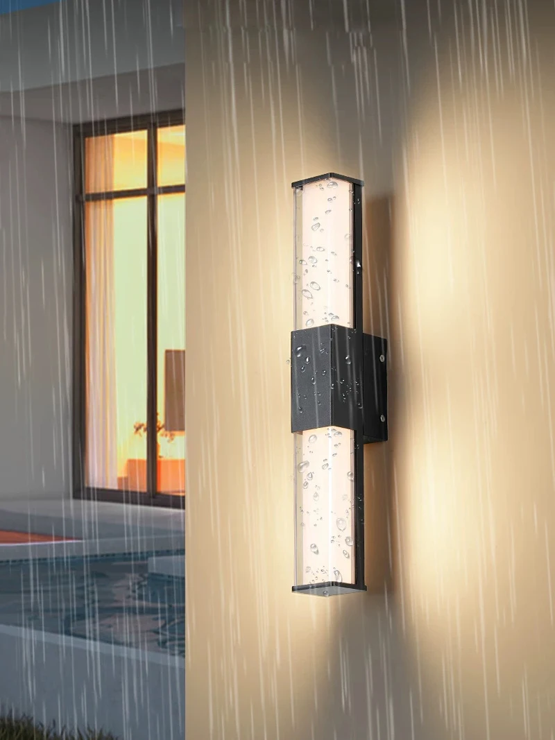 Tubo de luz led smd à prova d'água para áreas externas, 10w/12w/18w/24w, luminária de parede linear acrílica, jardim, quintal, iluminação para cima/para baixo
