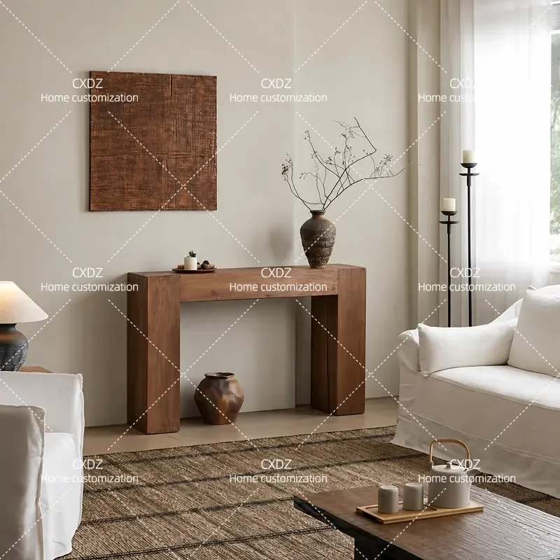 Solid Wood Entryway Table Narrow Console  Room Hallway Retro Wall Mounted Side